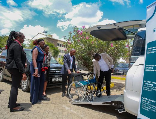 Toyota Voxy with a ramp and two wheelchair docking stations
